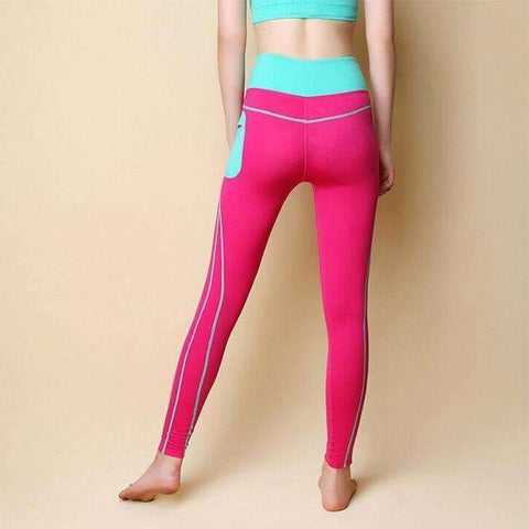 Purpton Leggings Rose red / M Women Tights Sports Leggings Yoga Pants Running Patchwork Breathable Fitness Skinny Pants Slim Gym Leggings Push Up Sexy Trouser