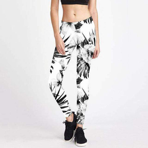 Purpton Leggings White / S Yoga Pants Printing Flowers Women Sexy Fitness Pants Running Jogging Leggings High Elastic Slim Women Trousers Female Sports