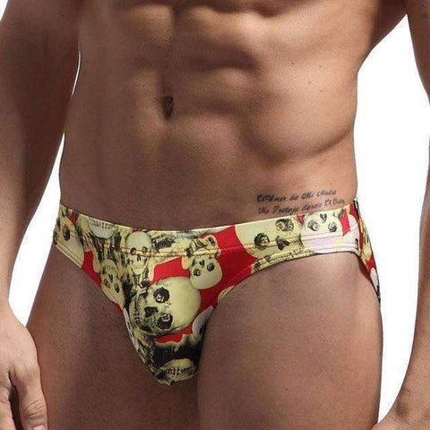 Purpton Mens Swimwear red / S KWAN.Z swimwear 2017 men short brand male board shorts skeleton printing triangular swimsuit trunks beach shorts maillot de bain