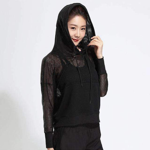 Purpton Women's Shirt Black / S Female Mesh Hoodies Yoga Coat Workout Long Sleeved T Shirt Outdoors Running Sport Jacket Yoga Sportswear 2018 New Sportwear