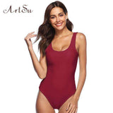 Purpton Womens Swimwear ZaoHong / S ArtSu Sexy One Piece Beach Bodysuit Solid Jumpsuit Romper Women Backless Body 2018 Summer Casual Chest Pad Playsuit ASJU30362