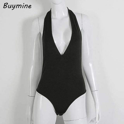 Purpton Womens Wear Black Bodysuit / L Buymine Deep V Sexy Bodysuit With Body Chain Backless Women Short Jumpsuit Sequined Halter Skinny Bodysuit Push Up Rompers Femme
