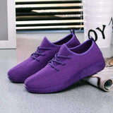 Swim4Fit Purple / 8 Women's Breathable Sneakers, Ladies Sport Air Mesh Shoes, Running Slip On, Black/White/Brown/Purple Walking Shoes, Women Flats