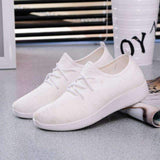 Swim4Fit White / 8 Women's Breathable Sneakers, Ladies Sport Air Mesh Shoes, Running Slip On, Black/White/Brown/Purple Walking Shoes, Women Flats