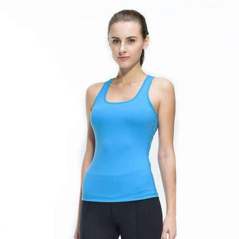 Swim4Fit Women's Shirt BLUE / L Women Fitness Tights Yoga Vest Gym Sports Sleeveless Shirts Compression Female T-shirt Nylon Sexy Sportswear Tank Top