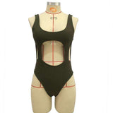 Swim4Fit Women's Swimwear Army Green / S Women's Sexy Cut Out Backless One Piece