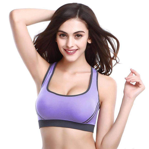 Purpton Bras Sexy Women Yoga Fitness Stretch Workout Tank Top Seamless Bra Padded Sports Bra Gym Running Tennis Vest Yoga Shirts M/L 2 Colors