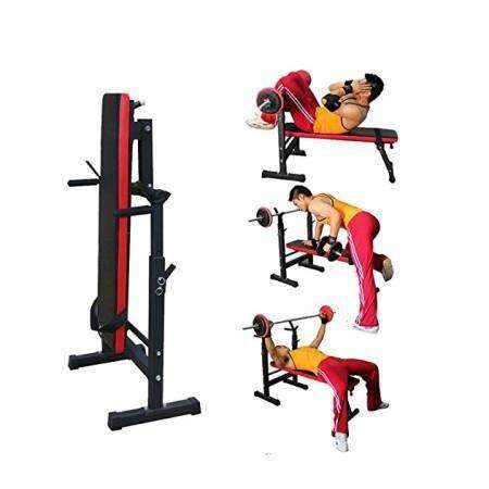 Purpton Fitness Equipment Default Title Adjustable Portable Folding Weight Bench Barbell W/ Dip Station Lifting Chest Press Weight Lifting Flat Incline