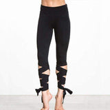 Purpton Leggings Black / S Women Ballerina Yoga Pants Sport Leggings Fitness Cross Yoga High Waist Ballet Dance Tight Bandage Yoga Cropped Pants Sportswear