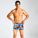 Purpton Mens Swimwear Blue / L Mens Swimming Trunks Shorts Wear Front Tie Printed Pants Swimsuit