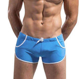 Purpton Mens Swimwear Blue / M Mens Swimming Trunks Shorts Wear Front Tie with Pocket Pants Swimsuit BK L