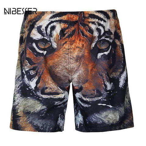 Purpton Mens Swimwear NIBESSER Brand Cratvie 3D Printed Animal Men Beach Shorts Fashion Fitness Board Short Knee Length Short Summer Beachwear Trouser