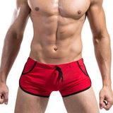 Purpton Mens Swimwear Red / L Mens Swimming Trunks Shorts Wear Front Tie with Pocket Pants Swimsuit BK L