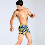 Purpton Mens Swimwear Yellow / XXXL Mens Swimming Trunks Shorts Wear Front Tie Printed Pants Swimsuit