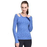 Purpton Women's Shirt Blue / L Women Yoga Tops Compression T-Shirt Running Tights Woman Long Sleeve Running Clothes Long Sleeve Yoga Tops with Bra