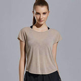 Purpton Women's Shirt Khaki / S 2018 Women Shirts Newest Sexy Quick Dry Workout Sport Open Back Yoga Top T Shirts Short Sleeve For Women fitness gym sports tops