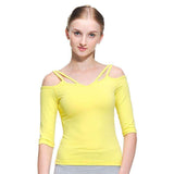 Purpton Women's Shirt Yellow / S Women Half Sleeve Sport T-shirt  Fitness Yoga Tights Tank Cropped Top Gym Sportswear Clothing Blouse Running Singlet CXT009