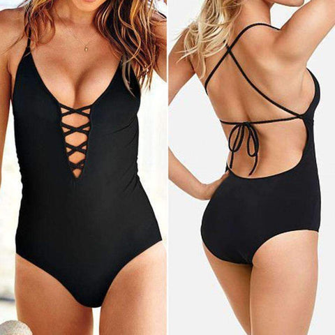 Purpton Womens Swimwear Hot 2016 Sexy Beach Swimwear Women Swimsuit Bathing Suit  Bikini Set Swimsuit Bandage Wire Free Black Swimsuits