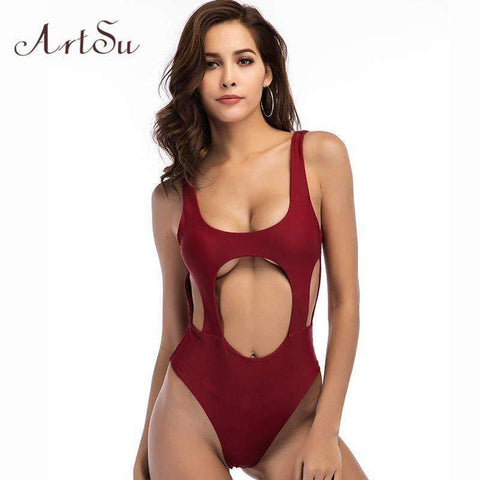 Purpton Womens Wear ArtSu Sexy Cut Out Women Bodysuit 2018 Summer Overalls Backless Body Beach Elastic Bodycon Jumpsuit Solid Slim Leotard ASJU30351