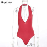 Purpton Womens Wear Red Bodysuit / L Buymine Deep V Sexy Bodysuit With Body Chain Backless Women Short Jumpsuit Sequined Halter Skinny Bodysuit Push Up Rompers Femme