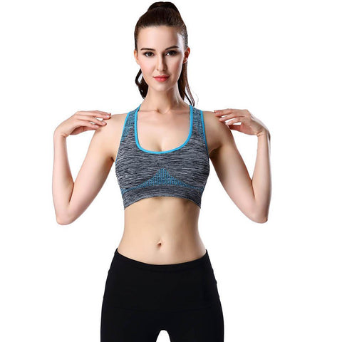 Swim4Fit Bras Blue / L Women's Push Up Wireless Sports Bra Gray & Blue