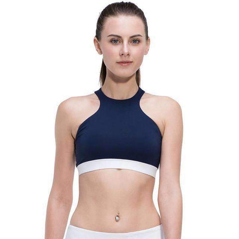 Swim4Fit Bras G002NBL / L Women's Dark blue Rushed Strappy Push Up Sports Bra