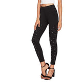 Swim4Fit Leggings Black / XS Women's Pearl Beaded Black High Waisted Leggings