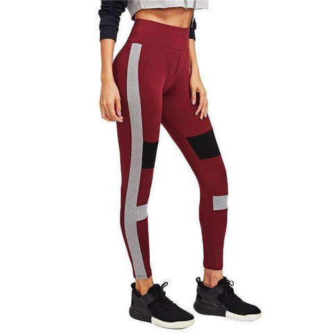 Swim4Fit Leggings Burgundy / XS Women's Color Block Cut and Sew Fitness Leggings