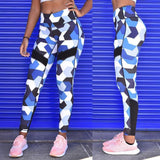 Swim4Fit Leggings S Women Blue Camouflage Yoga Leggings