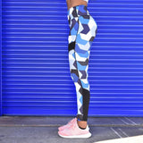 Swim4Fit Leggings Women Blue Camouflage Yoga Leggings